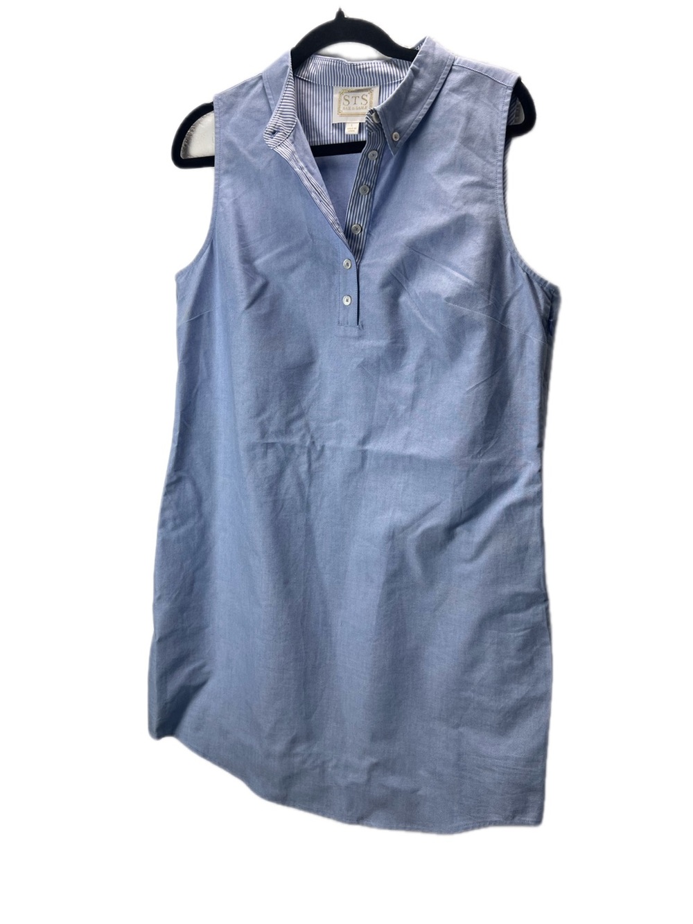 STS Sail to Sable Light Blue Sleeveless Oxford Shift Dress Size Large - Picture 3 of 12